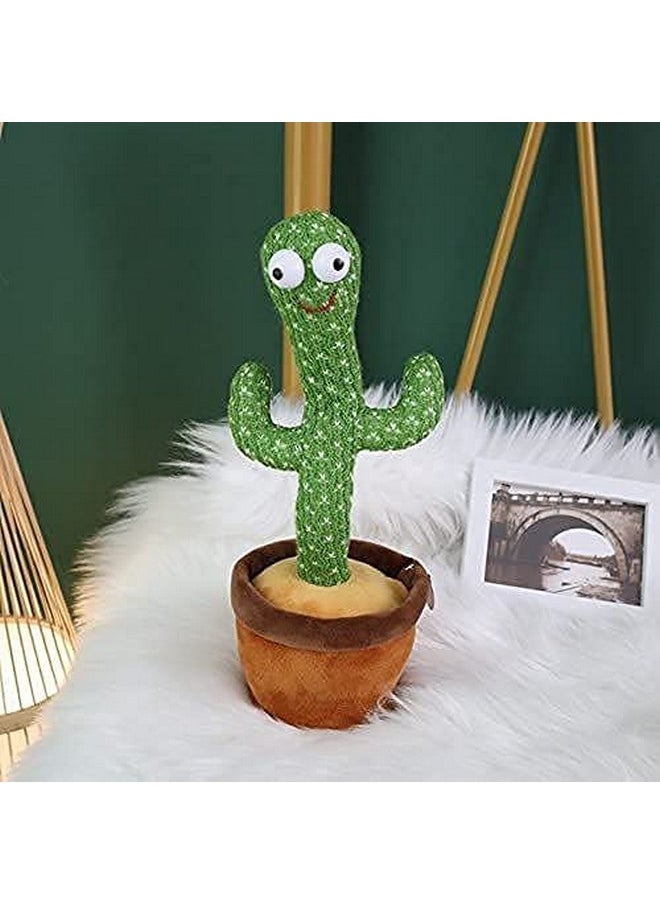 Dancing Cactus,Cactus Plush Toy With Led Lights&Chargeable, Wriggle Singing Recording Repeats What You Say Funny Educational Toy For Boys&Girls