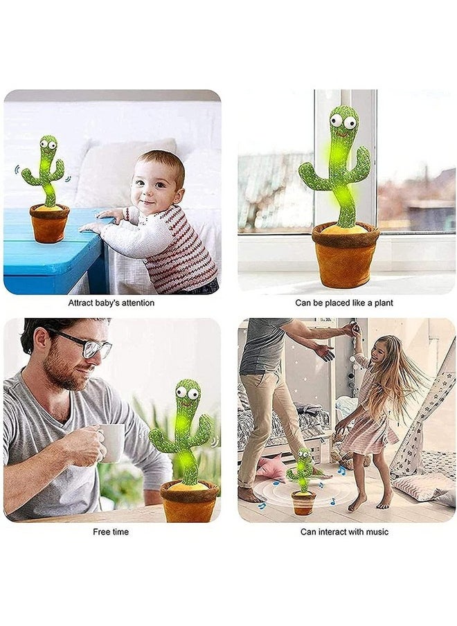 Dancing Cactus,Cactus Plush Toy With Led Lights&Chargeable, Wriggle Singing Recording Repeats What You Say Funny Educational Toy For Boys&Girls