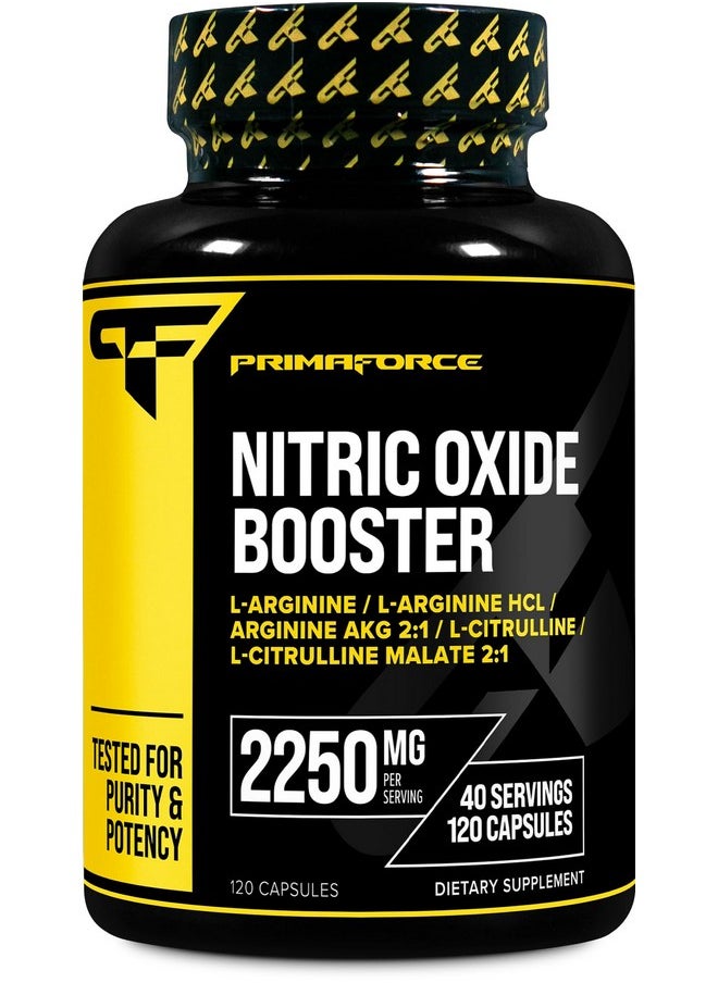 Primaforce Nitric Oxide Booster (2,250mg, 120 Capsules) - 40 Servings of Our Nitric Oxide Boosting Blend for Pre-Workout and Post-Workout