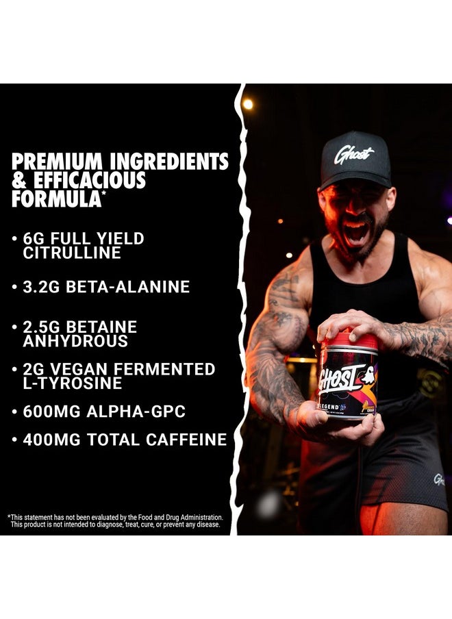 Legend All Out Pre-Workout Powder, Orange Cream - 20 Servings - Pre-Workout Supplement for Men & Women - Energy & Pumps - Caffeine, L-Citrulline, & Beta Alanine Blend - Sugar Free