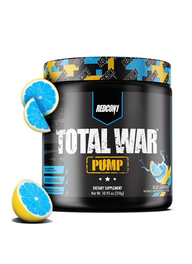 REDCON1 Non Stim & Caffeine Free Pre Workout Powder for Women & Men - Total War Pump - with L-Citrulline, Beta Alanine & More - Workout at Any Time of Day - Blue Lemonade (10.93 oz)