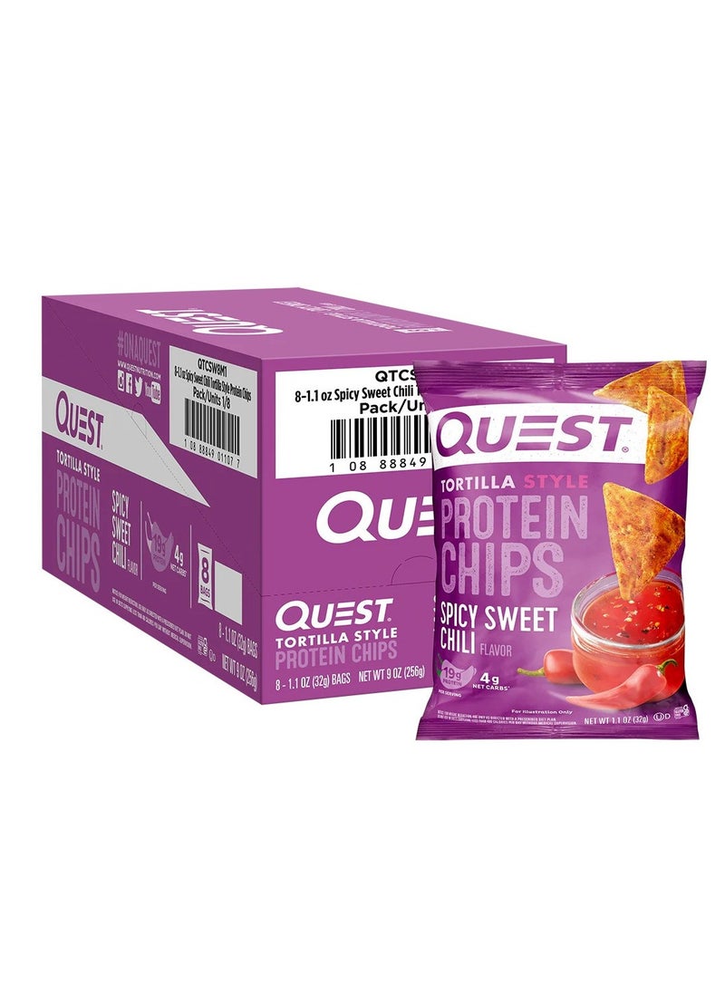 Quest Nutrition Tortilla Style Protein Chips 32g Spicy Sweet Chili Pack of 8