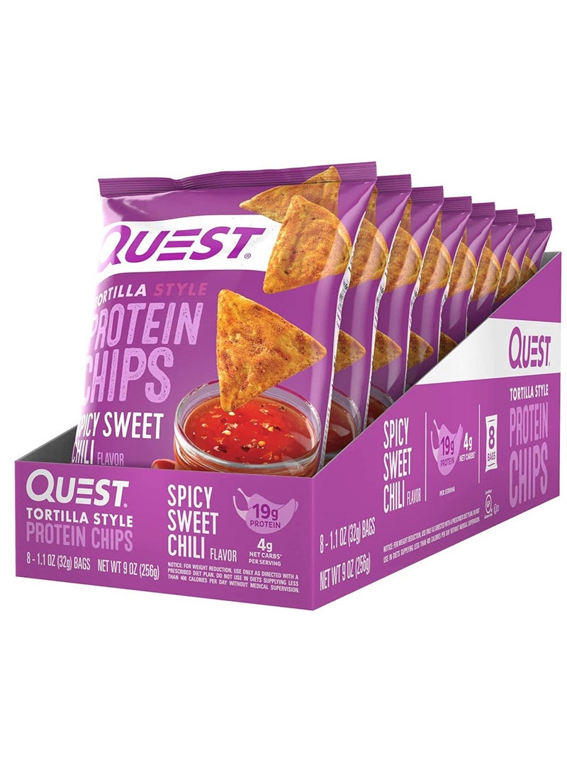 Quest Nutrition Tortilla Style Protein Chips 32g Spicy Sweet Chili Pack of 8