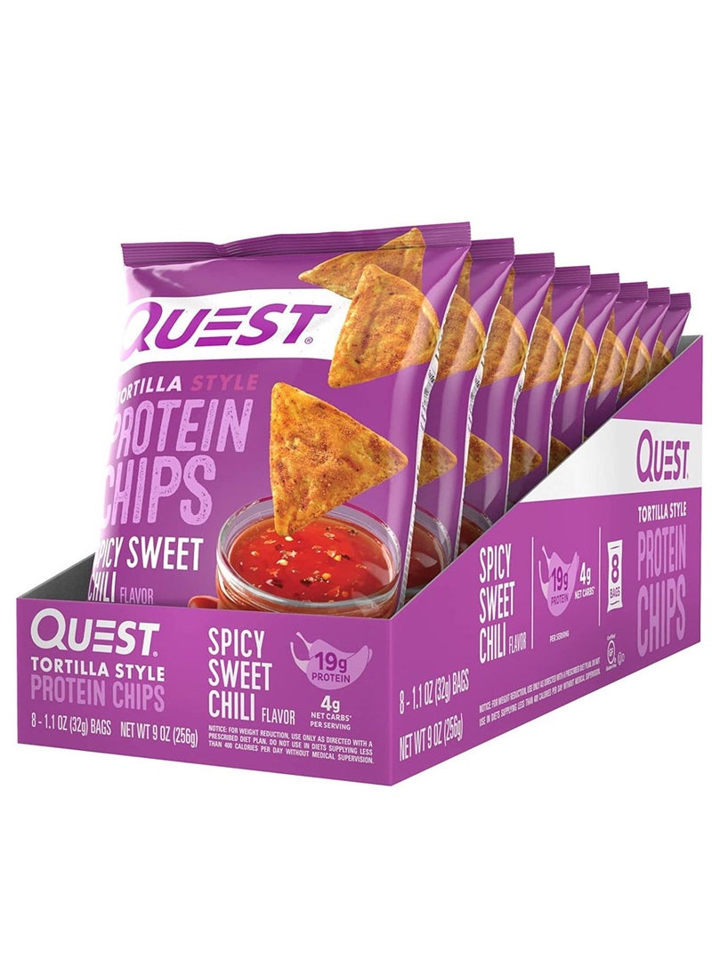 Quest Nutrition Tortilla Style Protein Chips 32g Spicy Sweet Chili Pack of 8