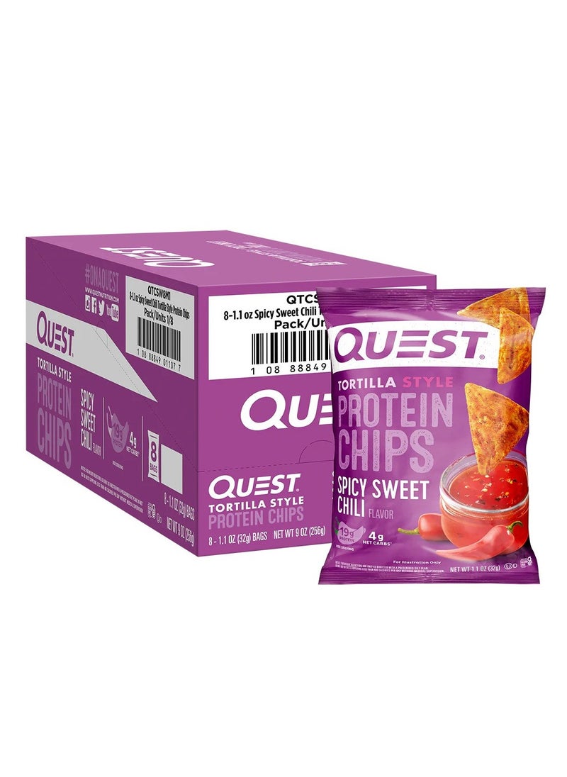 Quest Nutrition Tortilla Style Protein Chips 32g Spicy Sweet Chili Pack of 8