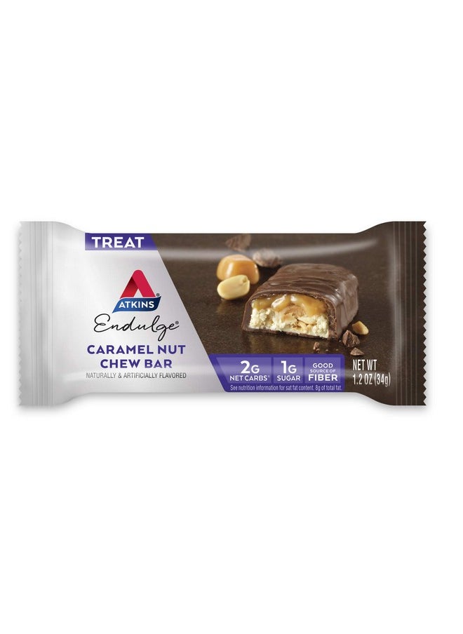 Endulge Caramel Nut Chew Bar Dessert Favorite 1G Sugar Good Source Of Fiber Low Sugar 10 Count