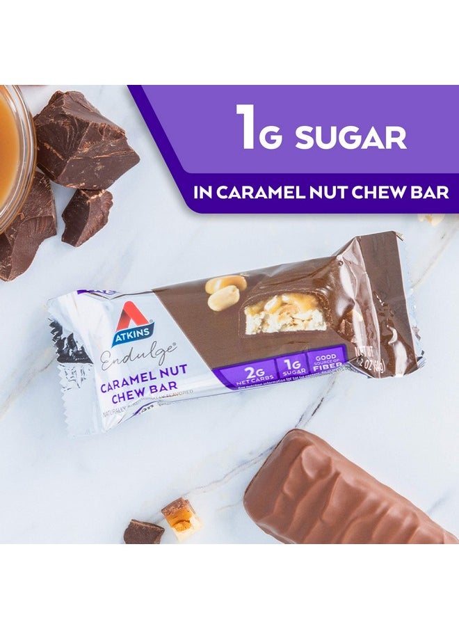 Endulge Caramel Nut Chew Bar Dessert Favorite 1G Sugar Good Source Of Fiber Low Sugar 10 Count