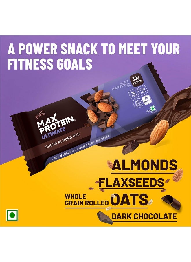 RiteBite Max Protein Ultimate Choco Almond Protein Bars With 30G Protein, 10G Fiber & 21 Vit. & Minerals | 0 Added Sugar, No Cholesterol & Trans Fat For Upto 5H Of Energy, 100G (Pack Of 3), 300 Gram