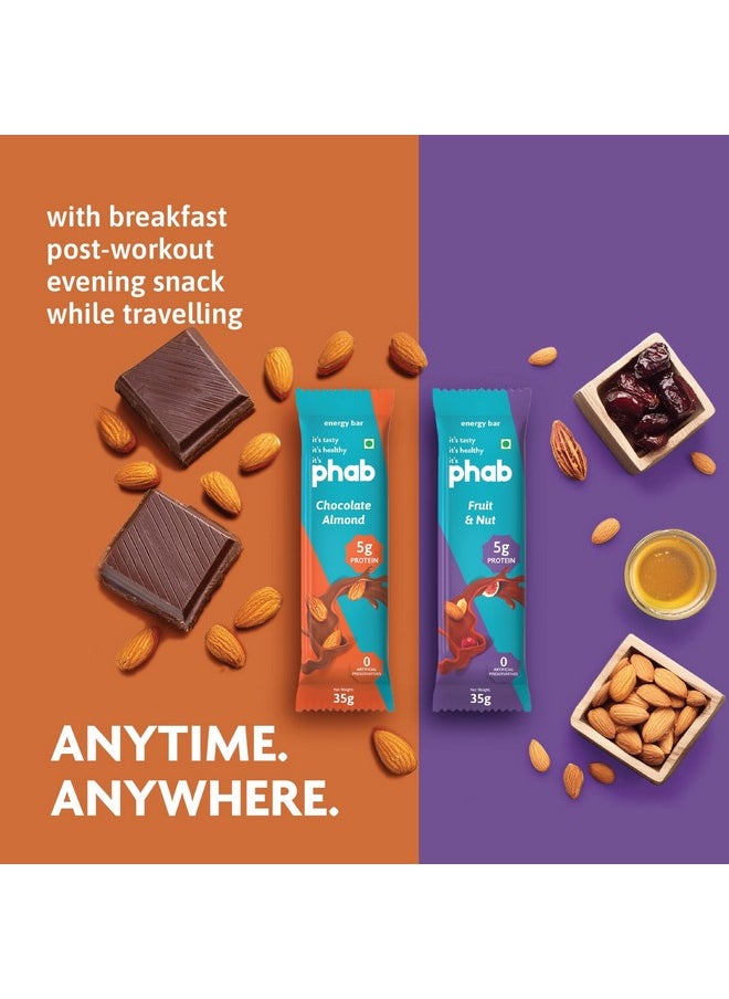 Phab Fruit & Nut, Chocolate Almond 5g Protein Bars | Energy & nutrition | High Fibre & Gut-friendly | No Trans Fat & No Preservatives | Loaded With Nuts | Healthy & Tasty (Pack of 6 x 35g)