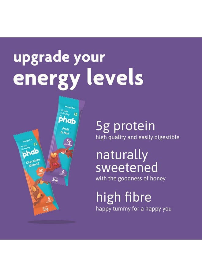 Phab Fruit & Nut, Chocolate Almond 5g Protein Bars | Energy & nutrition | High Fibre & Gut-friendly | No Trans Fat & No Preservatives | Loaded With Nuts | Healthy & Tasty (Pack of 6 x 35g)