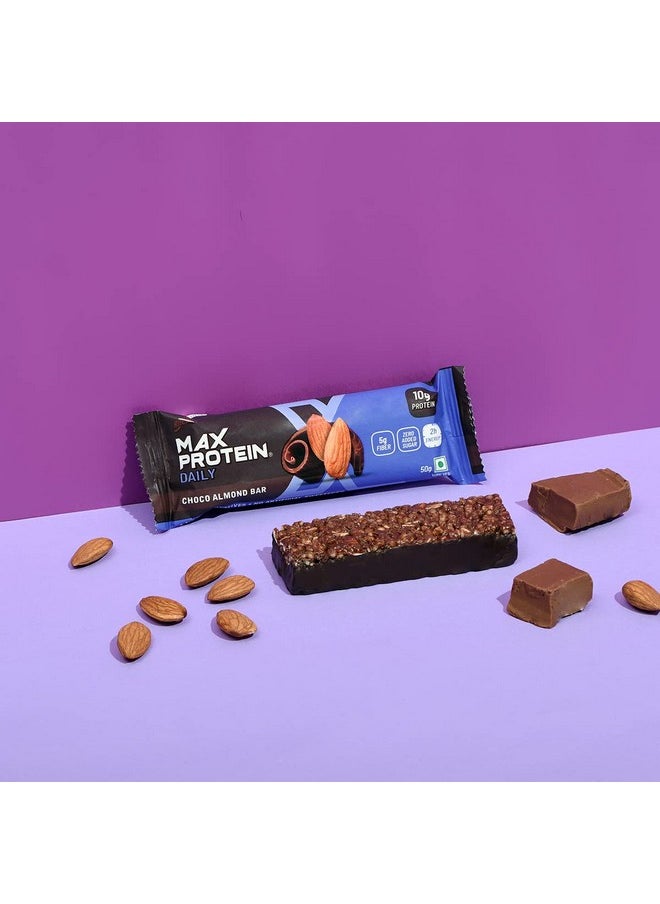 RiteBite Max Protein Daily Choco Almond Protein Bars with 10g Protein, 5g Fiber & 21 Vit. & Minerals | 0 Added Sugar, No Cholesterol & Trans Fat For Upto 2h of Energy, Healthy Snack, 50g (Pack of 6)