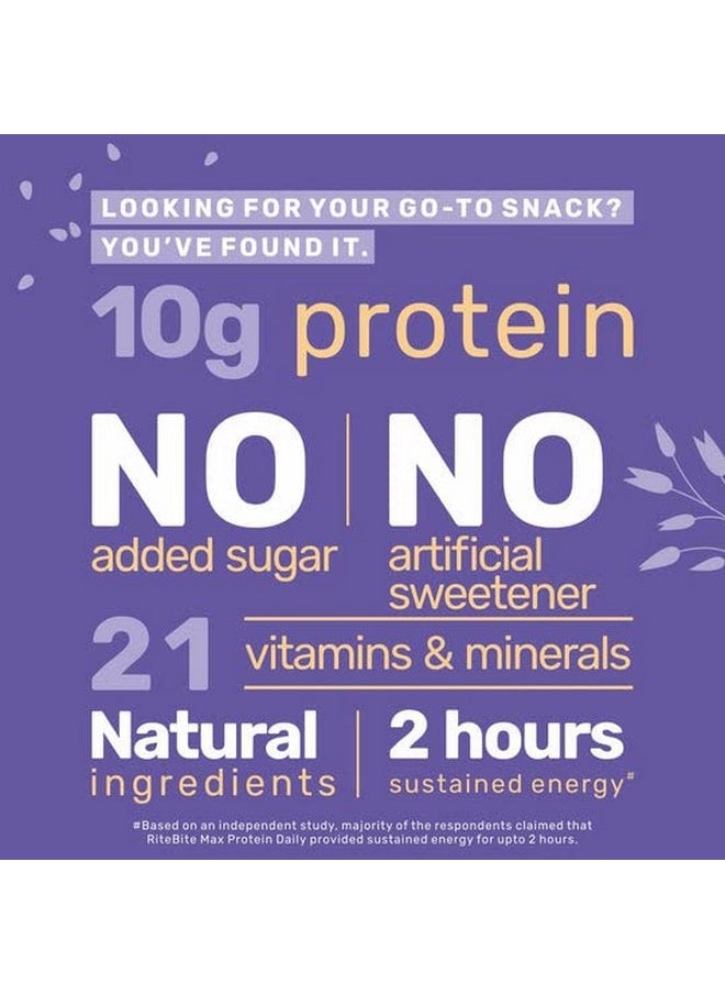 RiteBite Max Protein Daily Choco Almond Protein Bars with 10g Protein, 5g Fiber & 21 Vit. & Minerals | 0 Added Sugar, No Cholesterol & Trans Fat For Upto 2h of Energy, Healthy Snack, 50g (Pack of 6)