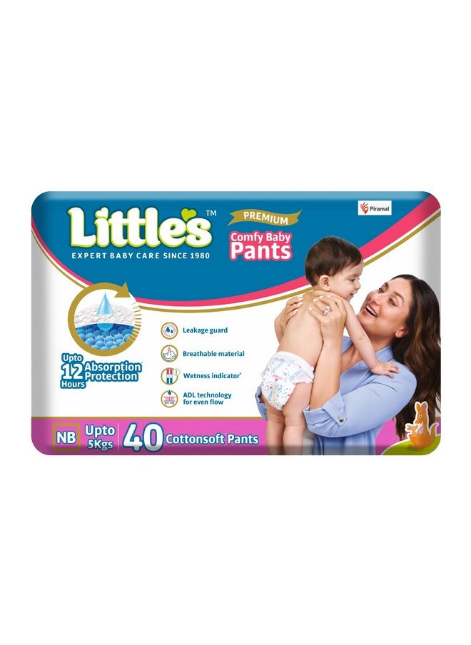 New Born Baby Diaper Pants Style (Nb) | Upto 5 Kg | 40 Count - Pack Of 1 | Cottonsoft Baby Diapers With Leakage Guard, Wetness Indicator & 12 Hours Absorption