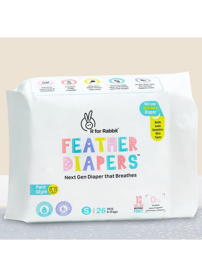 Small S Size Premium Feather Diaper For Baby 5 To 9 Kgs (26 Pack Offer)