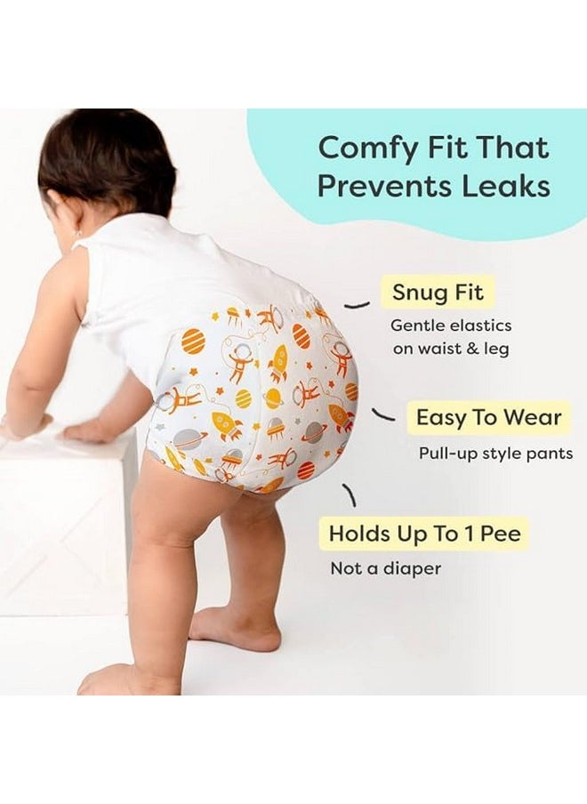 Padded Underwear For Growing Babies/Toddlers|With 3 Layers Of Cotton Padding & Super Dryfeel Layer| Pull-Up For Potty Training & Diaper-Free Time(Need Space- Sea You, Size: 2, Pack Of 2)