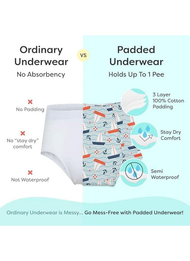 Padded Underwear For Growing Babies/Toddlers|With 3 Layers Of Cotton Padding & Super Dryfeel Layer| Pull-Up For Potty Training & Diaper-Free Time(Need Space- Sea You, Size: 2, Pack Of 2)