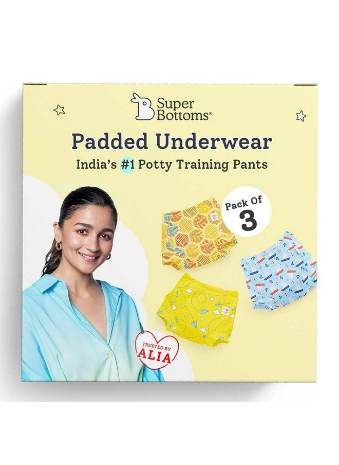 Padded Underwear™ For Babies | For Potty Training & Mess-Free Diaper-Free Time | 3 Layers Of Cotton Padding | Absorb 1 Pee | Pull-Up Style Potty Trainers