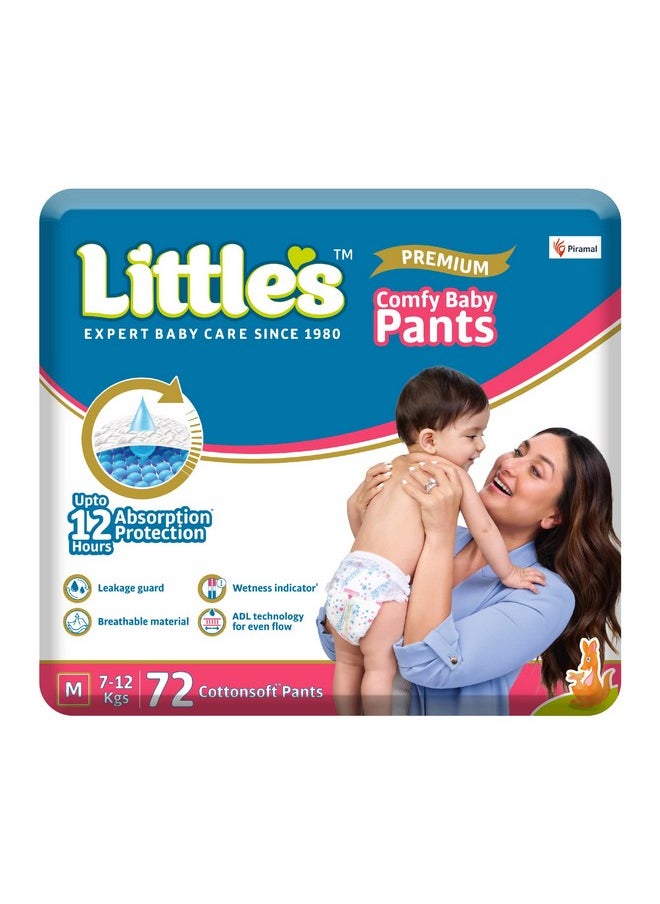 Baby Diapers M Size (Medium) Pants Style | 7-12 Kg | 72 Count - Pack Of 1 | Super Jumbo Baby Diaper With Leakage Guard, Wetness Indicator & 12 Hours Absorption