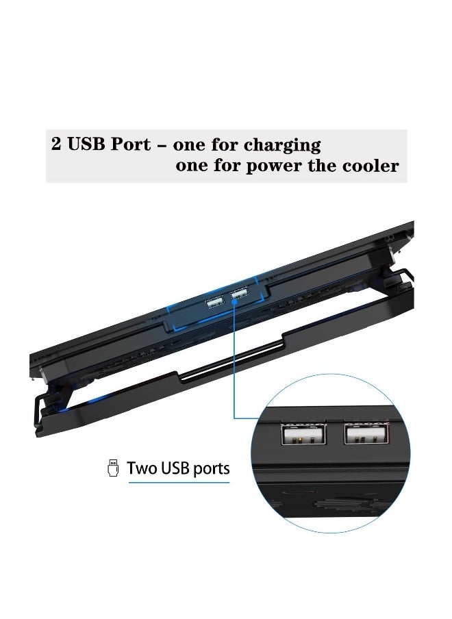 Laptop Cooling Pad Gaming Laptop Cooler 1200RPM, 6 Heights Adjustment, 2 USB Port