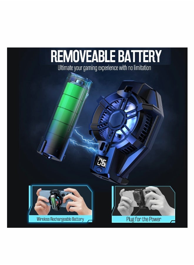 Phone Cooler with Rechargeable Battery, Phone Cooling Fan for Gaming Fit All Types of iPhone Android Smartphones