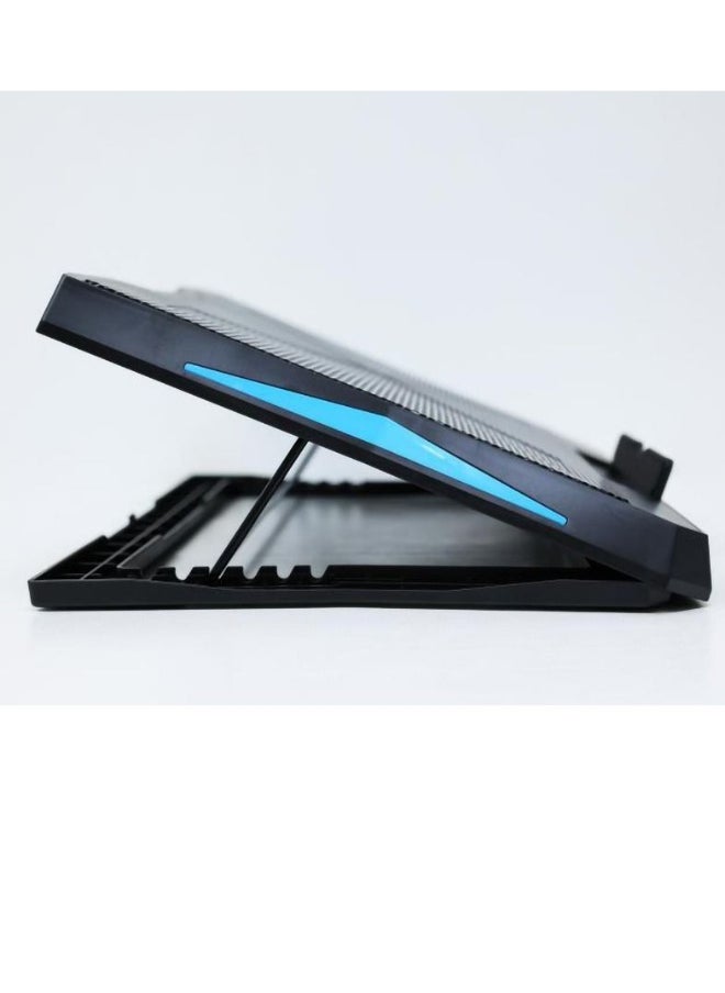 Laptop Cooling Pad, 2022 Upgrade Laptop Cooler Pad with 6 Cooling Fans, 6 Adjustable Height Stands, USB Powered Chill Mat for 11-15.6 Inch Laptops Blue LED Lights
