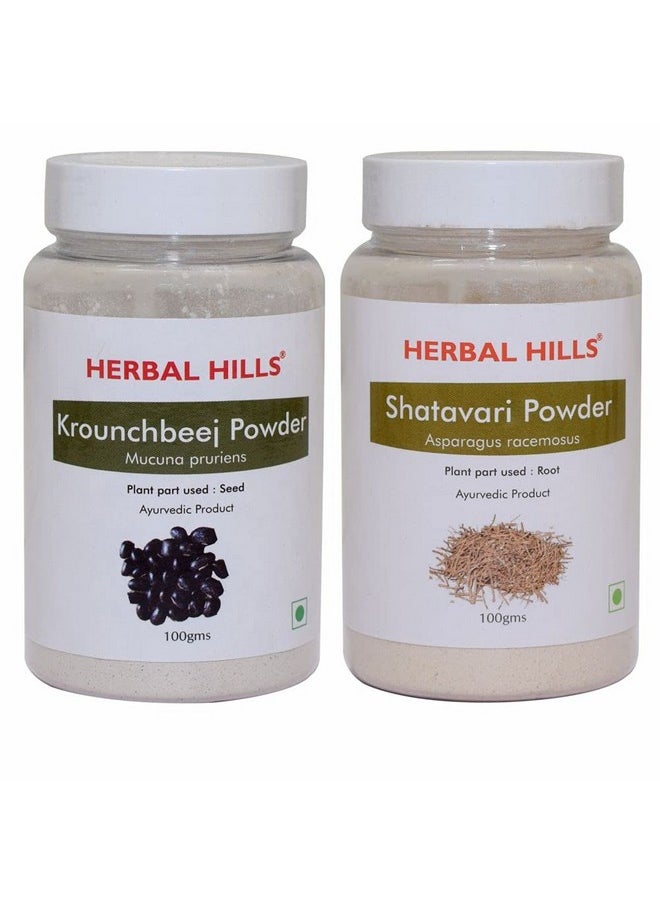 Herbal Hills Krounchbeej Powder and Shatavari Powder - 100 gms each for hormonal balance, mens and womens health