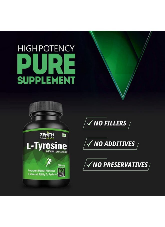 Zenith Sports L-Tyrosine 500mg - 60 Capsules | Improves Mental Health | Enhances Performance Ability | Improves Metabolism | Healthy Nervous System