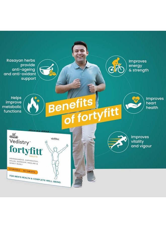 Charak Fortyfitt Tablets For Men|Immunity, Vitality & Energy|Optimal Health Supplement For Men (4 Stripes, 60)