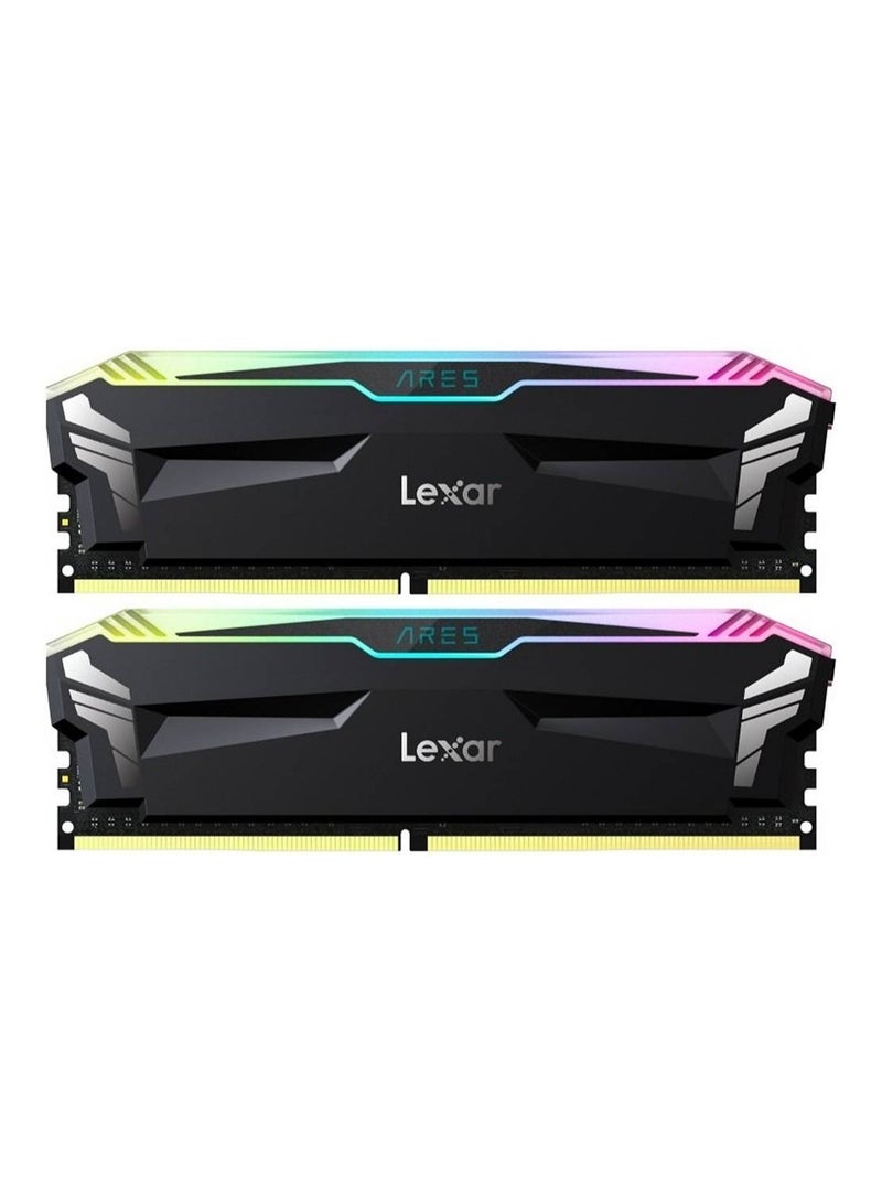 Lexar ARES RGB 32GB (2x16GB) DDR4 Desktop Memory, 3600MT/s Memory Speed, CL18 CAS Latency, Vibrant RGB Light Bar, Compatible with Intel XMP 2.0 and AMD Ryzen, Black - LD4BU016G-R3600GDLA