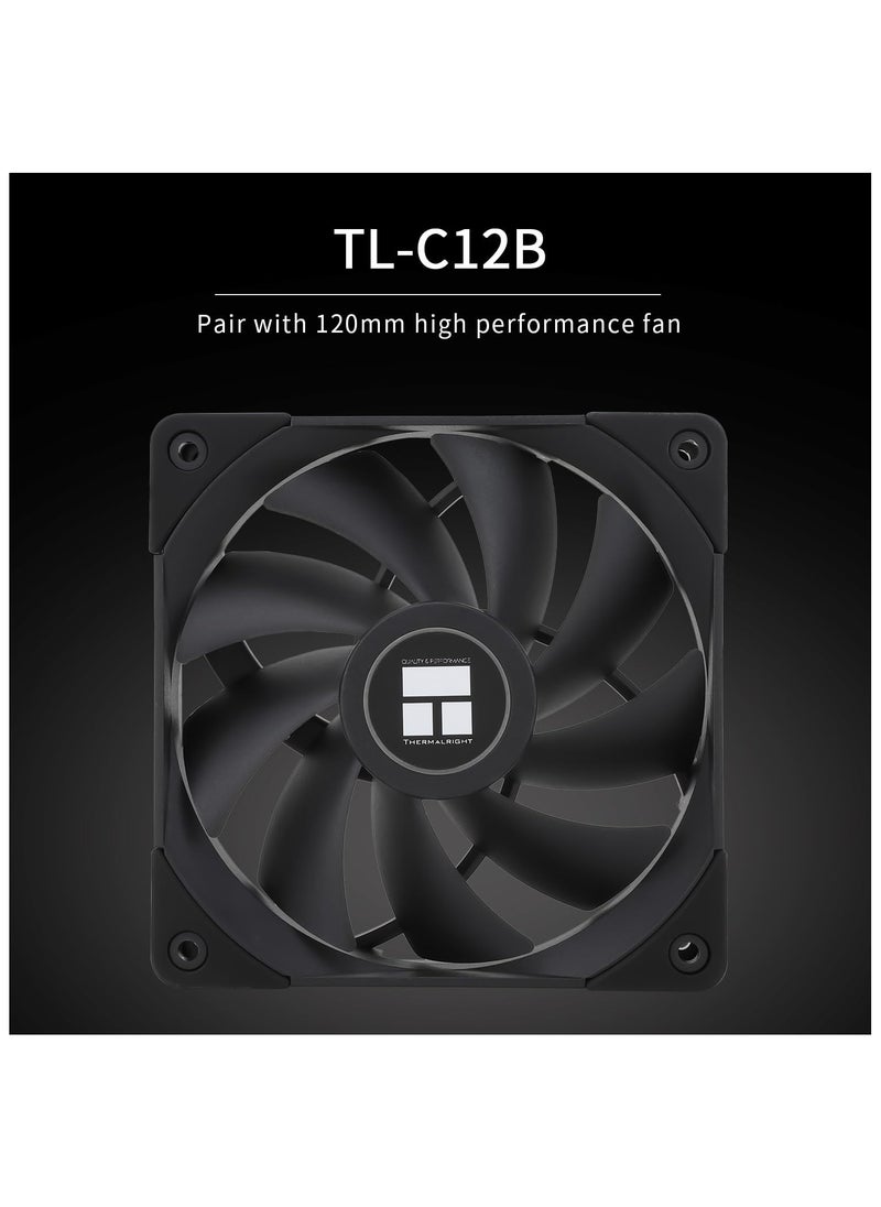 Peerless Assassin 120 Black CPU Air Cooler, 6 Heat Pipes,TL-C12B PWM Fan, Aluminium Heatsink Cover, AGHP Technology, for AMD AM4/AM5/Intel LGA 1700/1150/1151/1200/2066/2011 PA120 Black