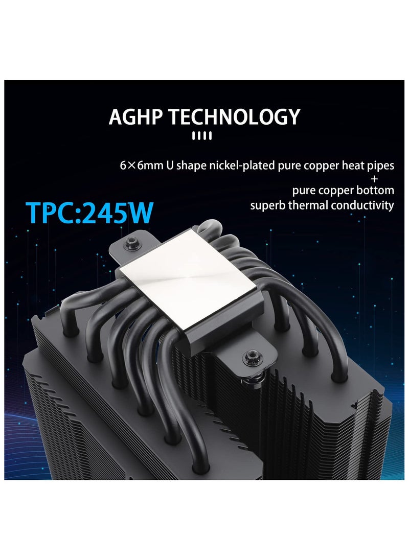 Peerless Assassin 120 Black CPU Air Cooler, 6 Heat Pipes,TL-C12B PWM Fan, Aluminium Heatsink Cover, AGHP Technology, for AMD AM4/AM5/Intel LGA 1700/1150/1151/1200/2066/2011 PA120 Black