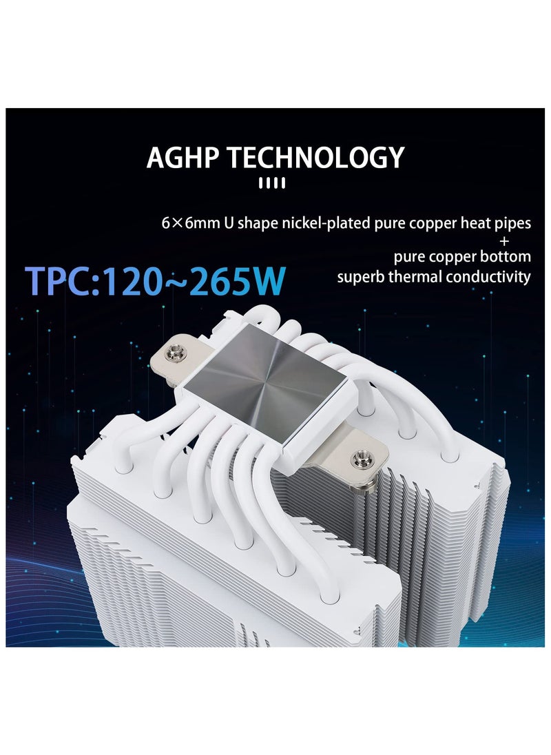 Peerless Assassin 120 SE ARGB White CPU Air Cooler, 6 Heat Pipes CPU Cooler, Dual 120mm TL-C12CW-S PWM Fan, AGHP Technology, for AMD AM4/AM5/Intel LGA1700/1150/1151/1155/1200