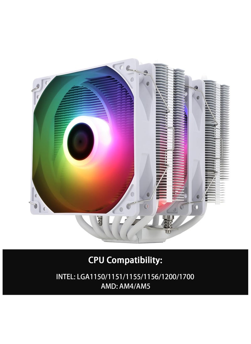 Peerless Assassin 120 SE ARGB White CPU Air Cooler, 6 Heat Pipes CPU Cooler, Dual 120mm TL-C12CW-S PWM Fan, AGHP Technology, for AMD AM4/AM5/Intel LGA1700/1150/1151/1155/1200