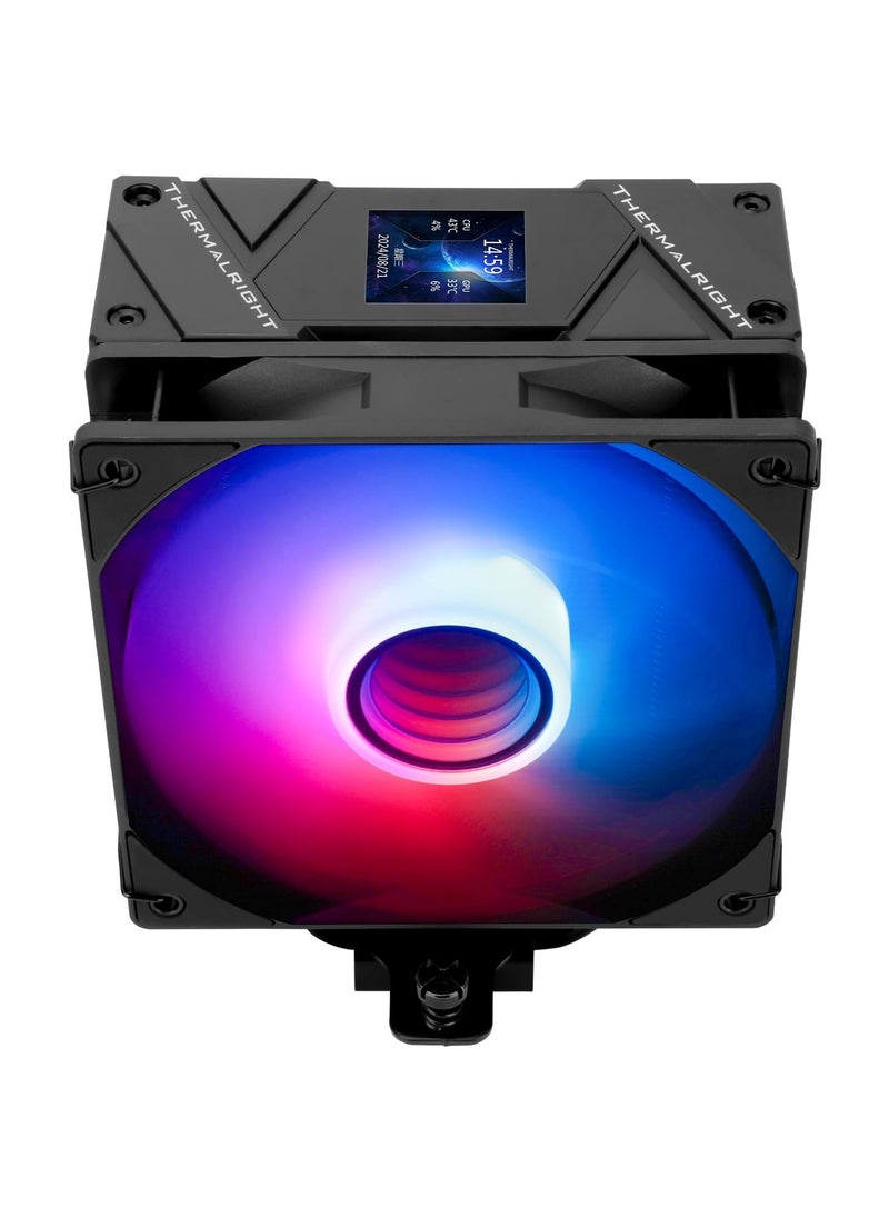 Assassin Spirit 120 Vision Black ARGB CPU Air Cooler with 1.54in IPS Display, 120mm PWM Fan, Support Intel lga1700/1150/1151/1200/1851, AMD AM4/AM5