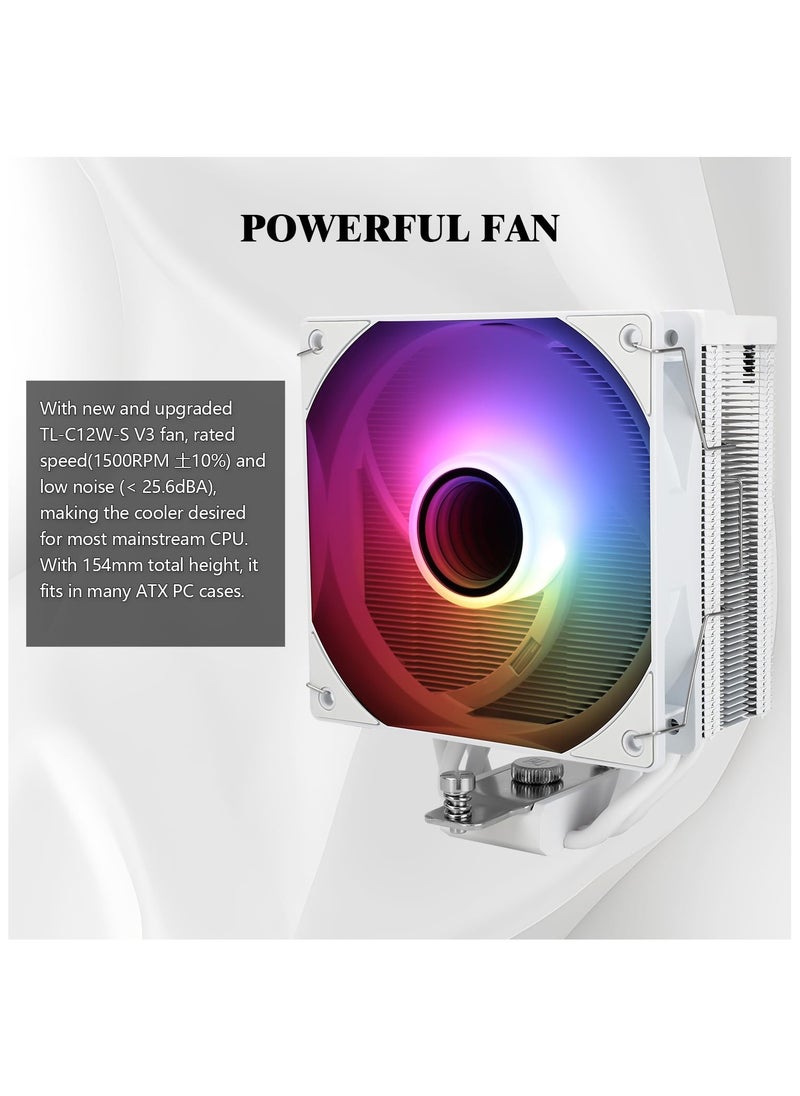 Assassin Spirit 120 Vision ARGB White,with White Top Cover,CPU Air Cooler, PC Cooling, 240 * 240 Resolving Power IPS LCD Screen,Editable,with 1.54in for Intel lga1851/1700/115X,AM4/AM5