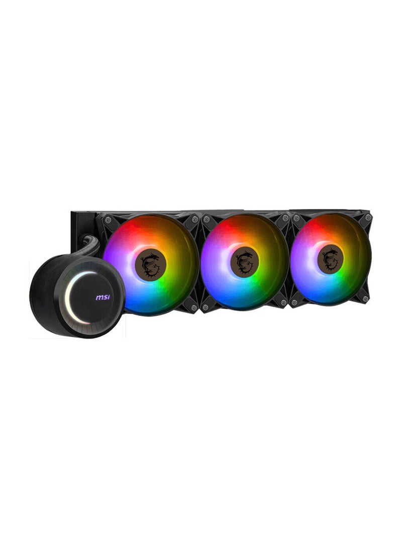 MAG Coreliquid E360 Liquid CPU Cooler, 360mm Radiator, 3x Fans Included, 75.04 CFM Fan Airflow, 3000 RPM Pump Speed, Fluid Dynamic Bearing, 306-7ZW6E17-C24 Black