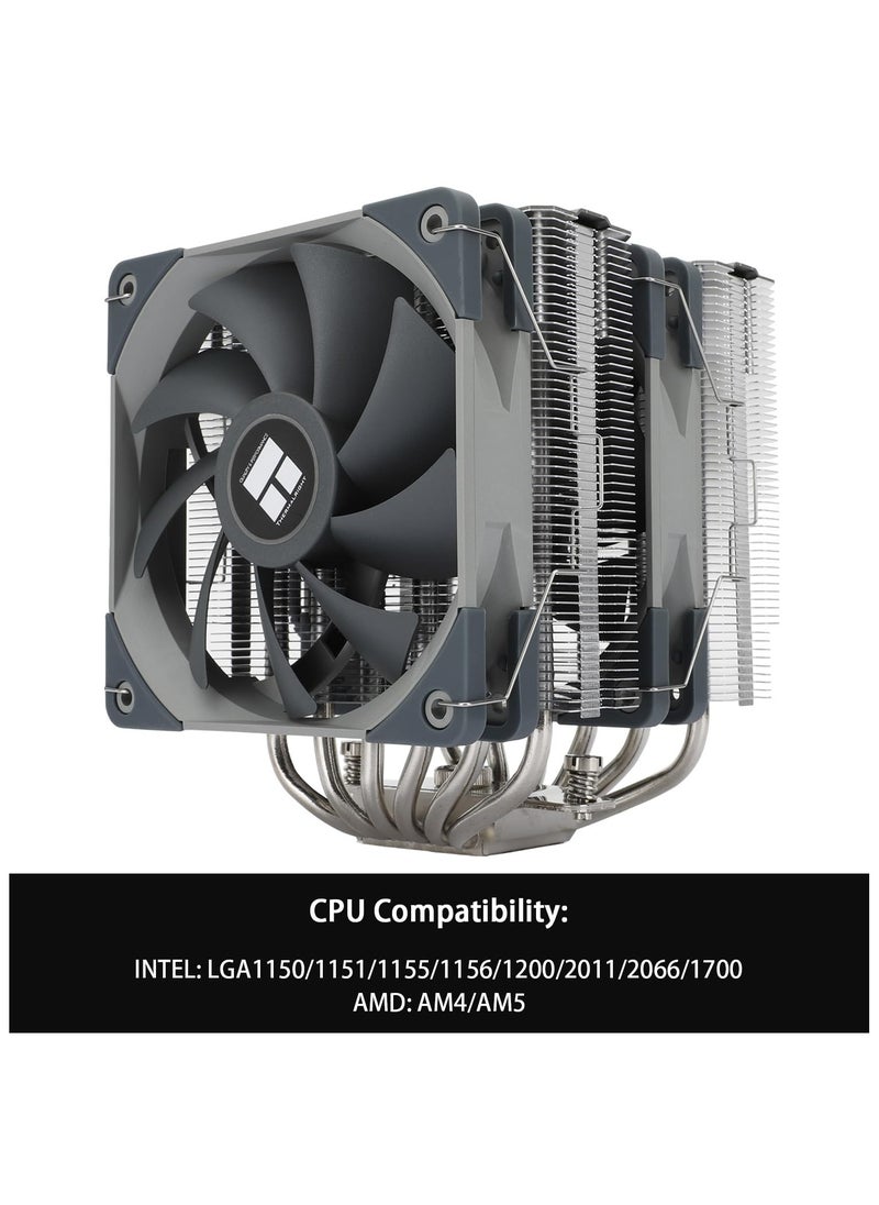 Peerless Assassin 120 CPU Air Cooler, 6 Heatpipes,Dual 120mm TL-C12 PWM Fan, Aluminium Heatsink Cover, AGHP Technology, for AMD AM4 AM5/Intel 1700/1150/1151/1200/2066/2011