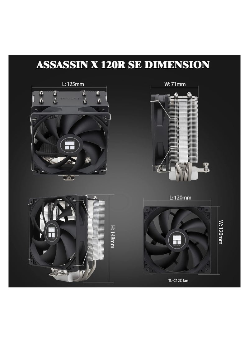 Assassin X120 Refined SE CPU Air Cooler, 4 Heat Pipes, TL-C12C PWM Fan, Aluminium Heatsink Cover, AGHP Technology, for AMD AM4/AM5/Intel LGA 1150/1151/1155/1156/1200/1700 (AX120 R SE)