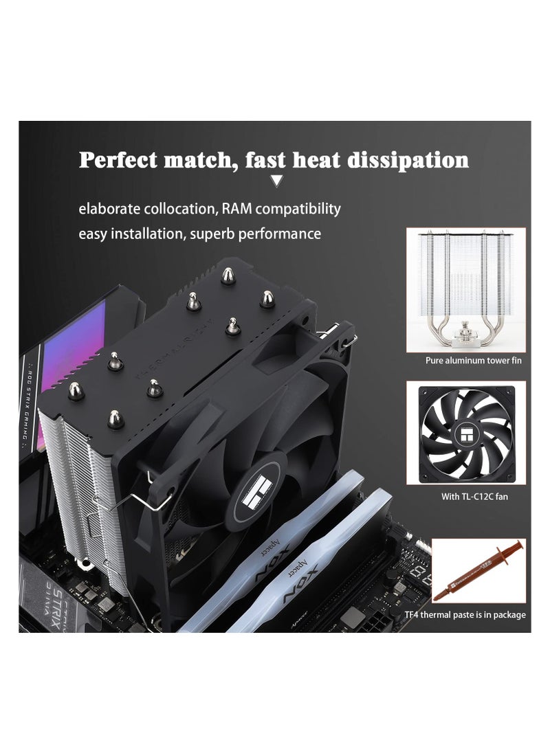 Assassin X120 Refined SE CPU Air Cooler, 4 Heat Pipes, TL-C12C PWM Fan, Aluminium Heatsink Cover, AGHP Technology, for AMD AM4/AM5/Intel LGA 1150/1151/1155/1156/1200/1700 (AX120 R SE)
