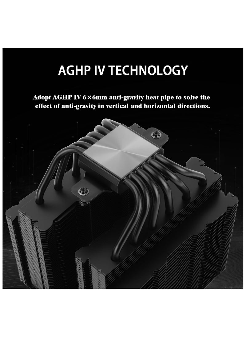 Peerless Assassin 140 Black CPU Air Cooler, 6 Heat Pipes Heatsink Dual Towers Cooler, Dual PWM Fans with 1500RPM Speed, Desktop CPU Cooler for Intel 1700/1851/1150/1151/1200;AM4/AM5