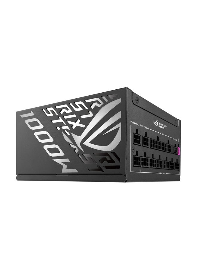 ROG Strix 1000W Platinum ATX Power Supply, 80 Plus Platinum Efficiency, Active PFC, ATX 3.1, GaN MOSFET, 120,000+ Hours MTBF, 0dB Fan Technology, Overload Protection, PCI-E Gen 5 16-Pin, 6x SATA, 4x PCI-E 6+2-Pin, Dual 4+4-Pin CPU Cables, ROHS Compliant, A+ Noise Certification 90YE00W1-B0NA00 Black