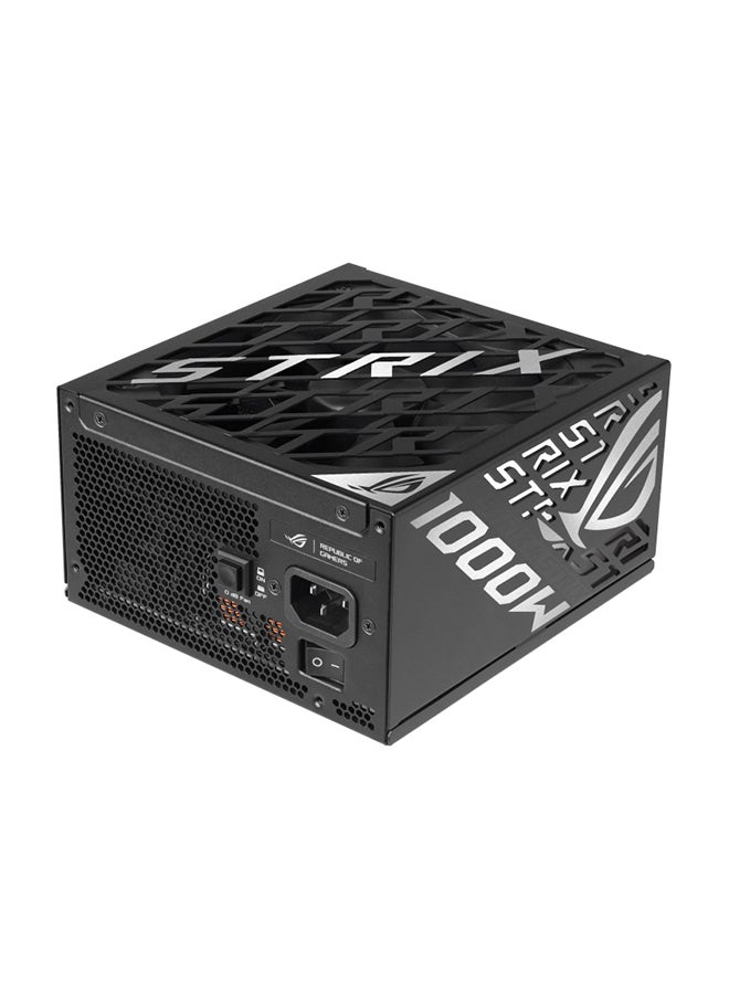 ROG Strix 1000W Platinum ATX Power Supply, 80 Plus Platinum Efficiency, Active PFC, ATX 3.1, GaN MOSFET, 120,000+ Hours MTBF, 0dB Fan Technology, Overload Protection, PCI-E Gen 5 16-Pin, 6x SATA, 4x PCI-E 6+2-Pin, Dual 4+4-Pin CPU Cables, ROHS Compliant, A+ Noise Certification 90YE00W1-B0NA00 Black