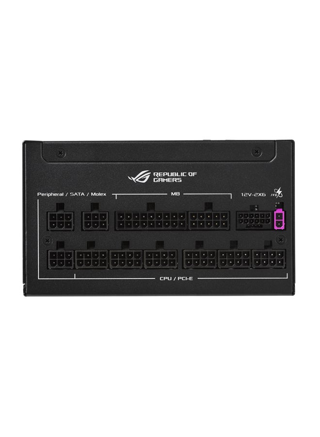 ROG Strix 1000W Platinum ATX Power Supply, 80 Plus Platinum Efficiency, Active PFC, ATX 3.1, GaN MOSFET, 120,000+ Hours MTBF, 0dB Fan Technology, Overload Protection, PCI-E Gen 5 16-Pin, 6x SATA, 4x PCI-E 6+2-Pin, Dual 4+4-Pin CPU Cables, ROHS Compliant, A+ Noise Certification 90YE00W1-B0NA00 Black