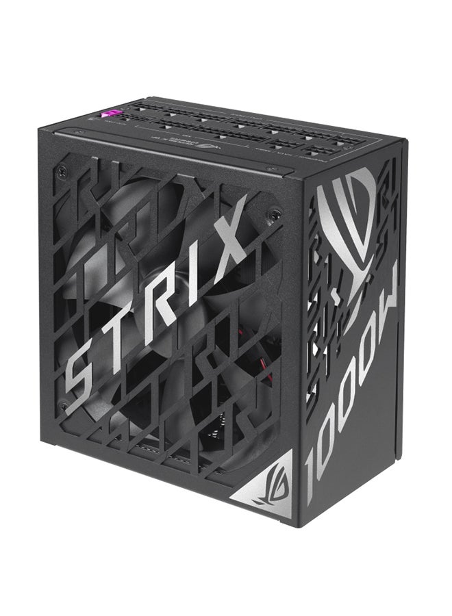 ROG Strix 1000W Platinum ATX Power Supply, 80 Plus Platinum Efficiency, Active PFC, ATX 3.1, GaN MOSFET, 120,000+ Hours MTBF, 0dB Fan Technology, Overload Protection, PCI-E Gen 5 16-Pin, 6x SATA, 4x PCI-E 6+2-Pin, Dual 4+4-Pin CPU Cables, ROHS Compliant, A+ Noise Certification 90YE00W1-B0NA00 Black