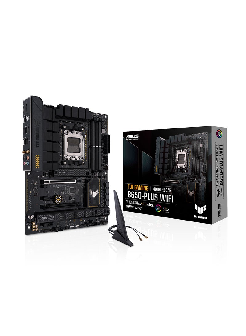 Tuf Gaming B650-Plus Wifi DDR5 ATX Motherboard, AMD Socket AM5, B650 Chipset, 2.5Gb Ethernet, Bluetooth, WiFi 6E 6GHz, Max 128GB 4xDIMM Memory, PCIe 4.0x16, 3xM.2 Slot | 90MB1BZ0-M0EAY0 Black