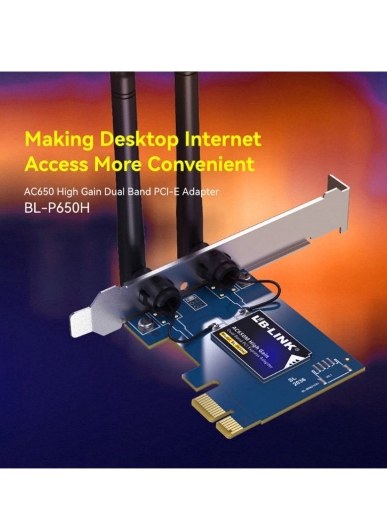 LB-LINK AC650M High-Gain Dual-Band PCI Express Adapter BL-P650H AC650M High Gain Dual Band PCI-E Adapter usb wireless network adapter usb wifi adapter