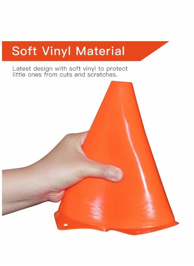 7 Inch Plastic Traffic Cones 12Pcs Sport Training Agility Marker Cone for Soccer, Skating, Football, Basketball, Indoor and Outdoor Games