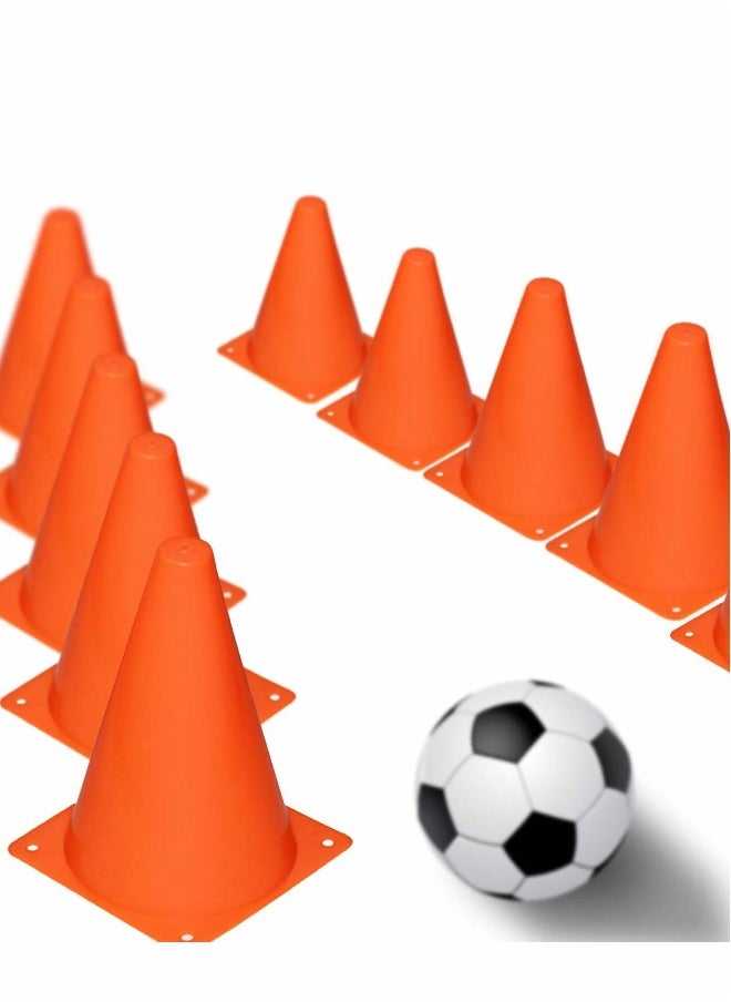 7 Inch Plastic Traffic Cones 12Pcs Sport Training Agility Marker Cone for Soccer, Skating, Football, Basketball, Indoor and Outdoor Games