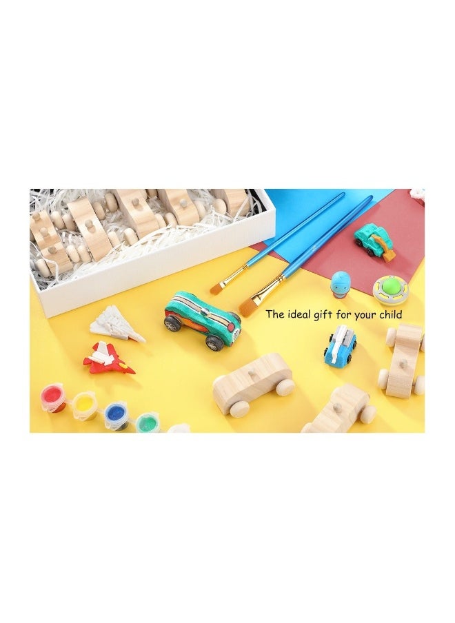 12 Pieces Unfinished Wooden Cars, Wood Diy Car Toys Wooden Car Crafts For Students Home Activities, Easy Woodworking And Family Time Set Painting Your Own Wood Car