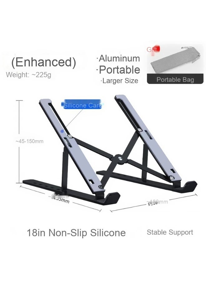 Ultra-thin Adjustable Height Foldable Computer Holder for Laptop Tablet PC 29 x 2.5 x 6.5cm Black